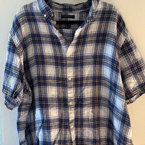 Banana Republic Men’s Linen Plaid Casual Shirt